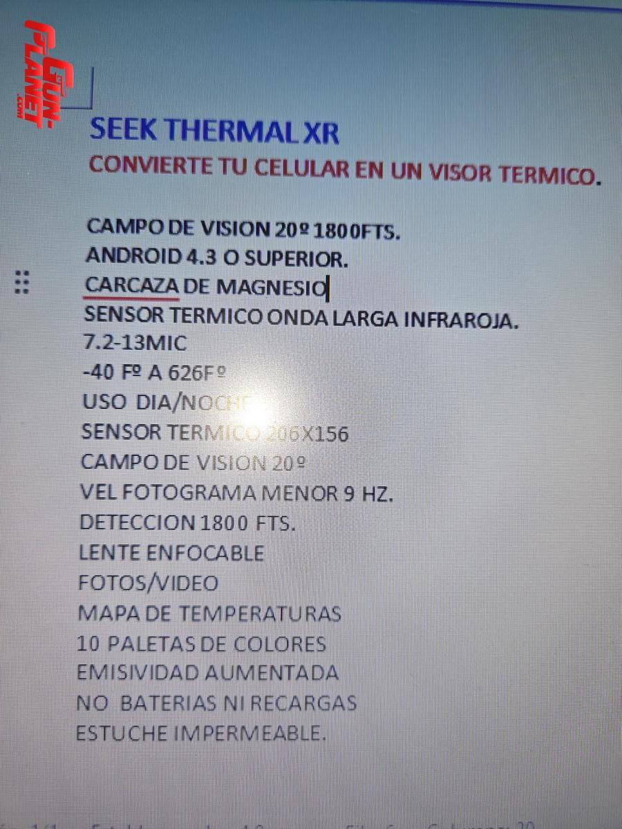  CAMARA TERMICA PARA CELULARES SEEK THERMAL XR