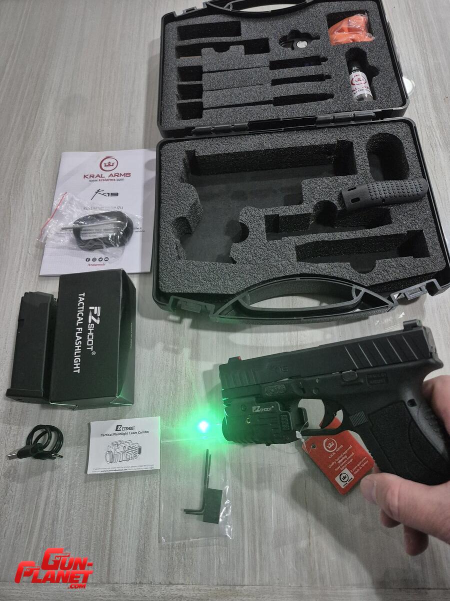 Kral KL19  y LINTERNA TACTICA CON LASER VERDE TODO NUEVO.