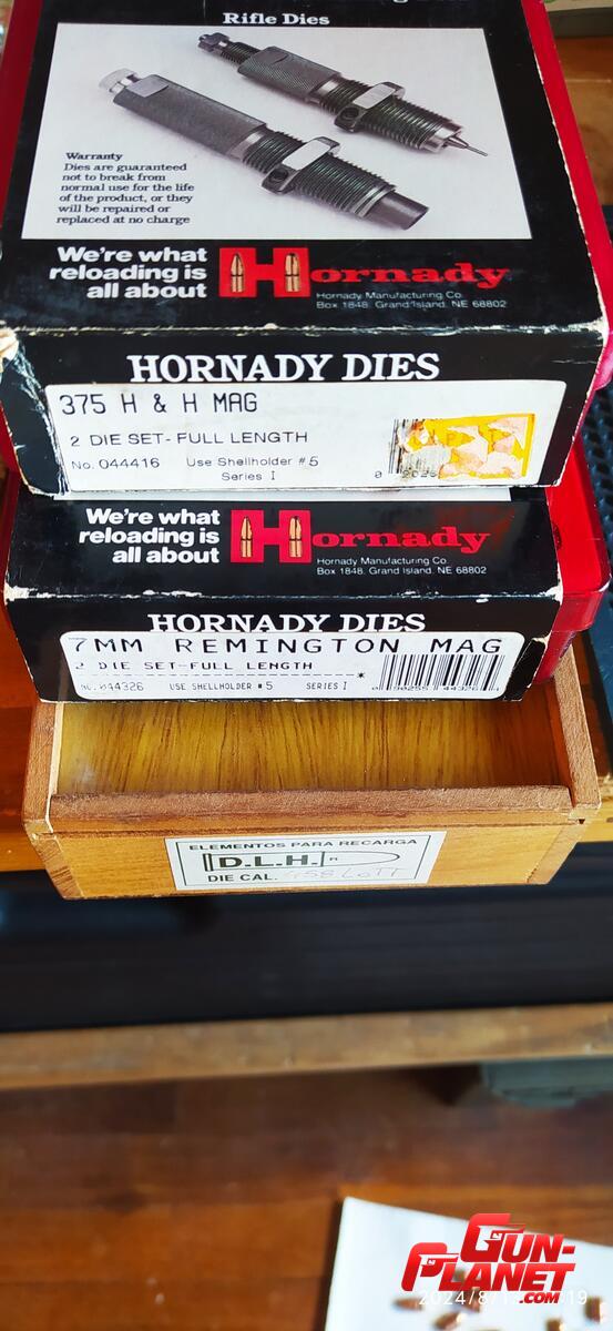 Hornady Dies cal 375 H&H, 7mm Rem Mag y 458 Lott