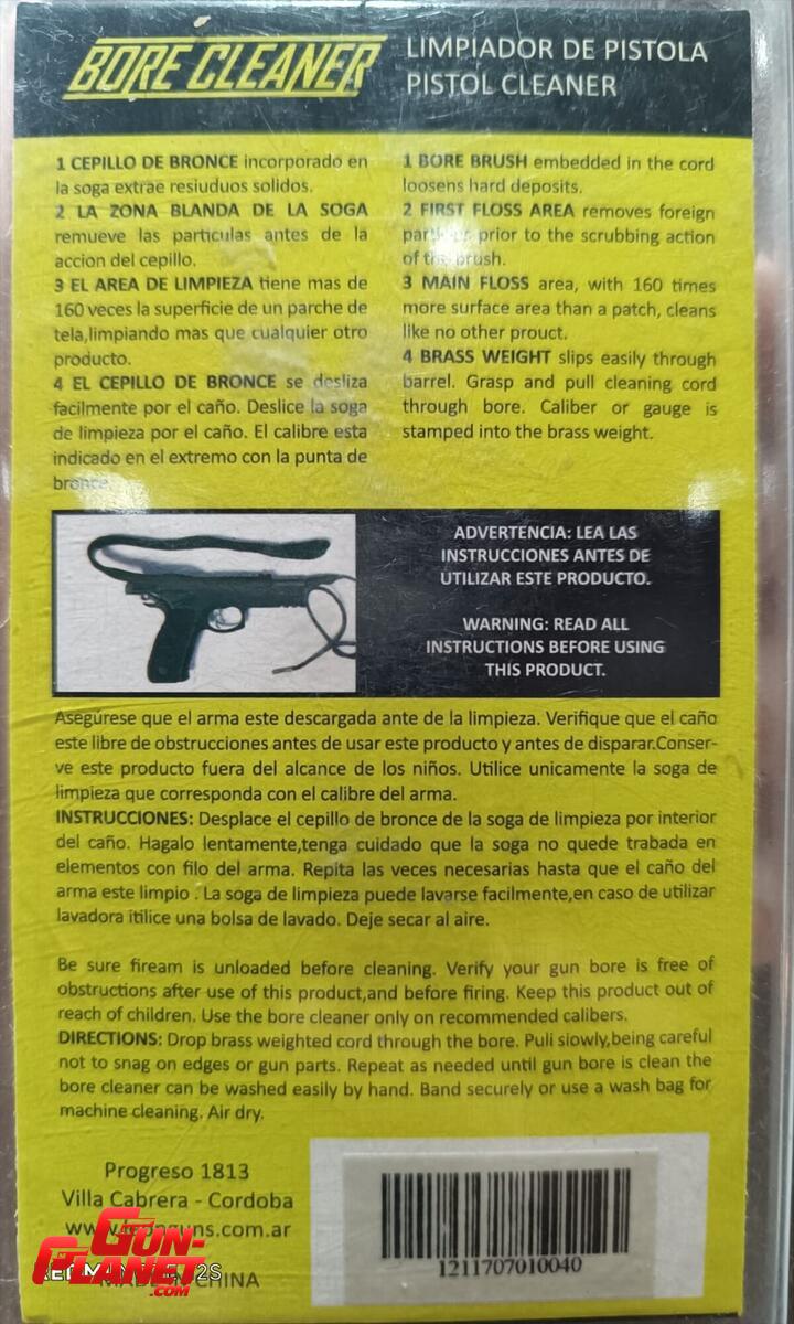  BAQUETA PISTOLA CALIBRE .40 SW  .41 BORE SNAKE CUERDA