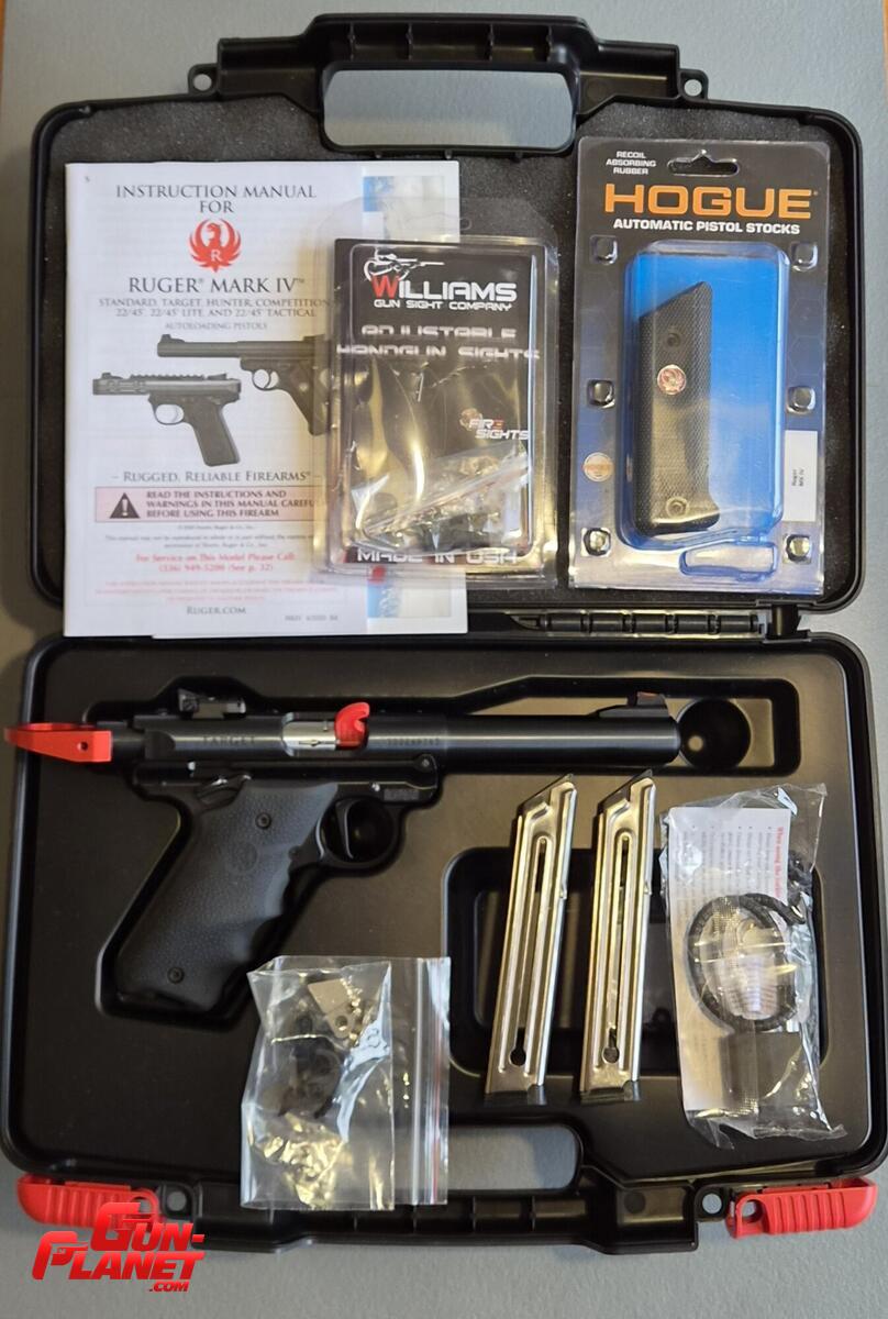 Ruger MARK IV / GATILLO APEX / CACHAS HOGUE / MIRAS FIBRA Cal: 22 LR