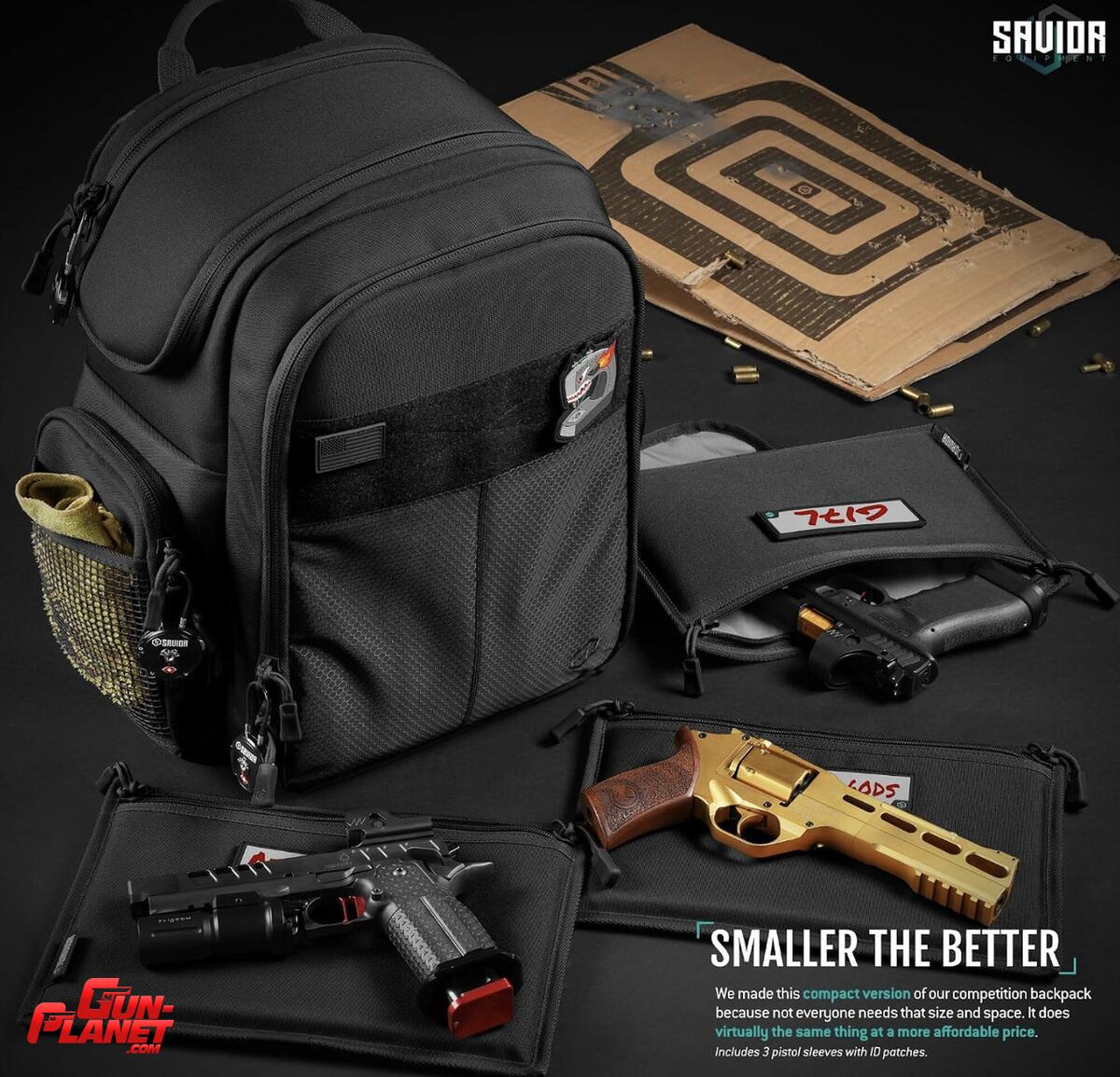 Savior  Equipment SEMA Compact Tactical Range Pistol Backpack w/ 3 Gun Rug Sleeve