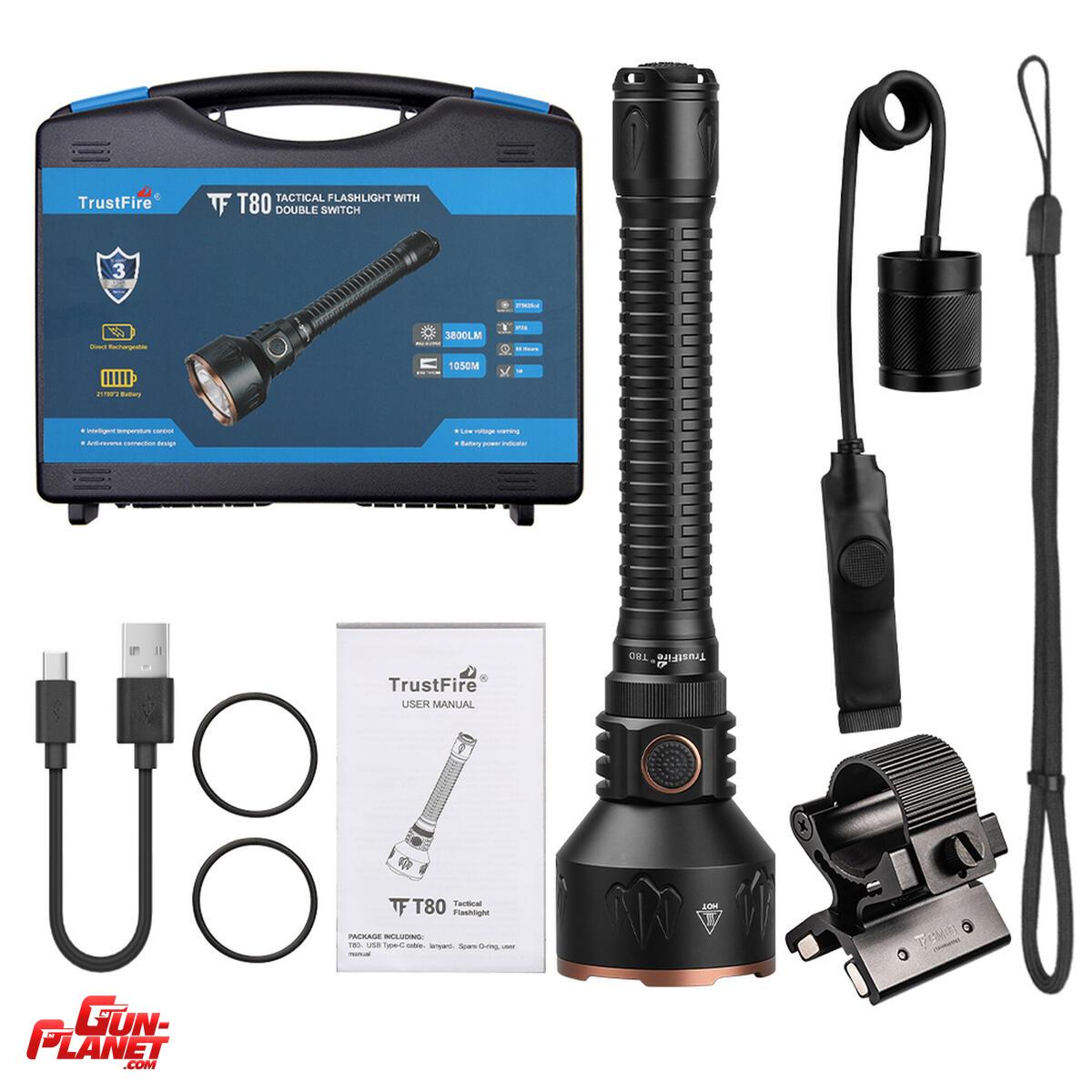  Linterna Trustfire T80 3800 lúmenes 1050m Recargable con soporte