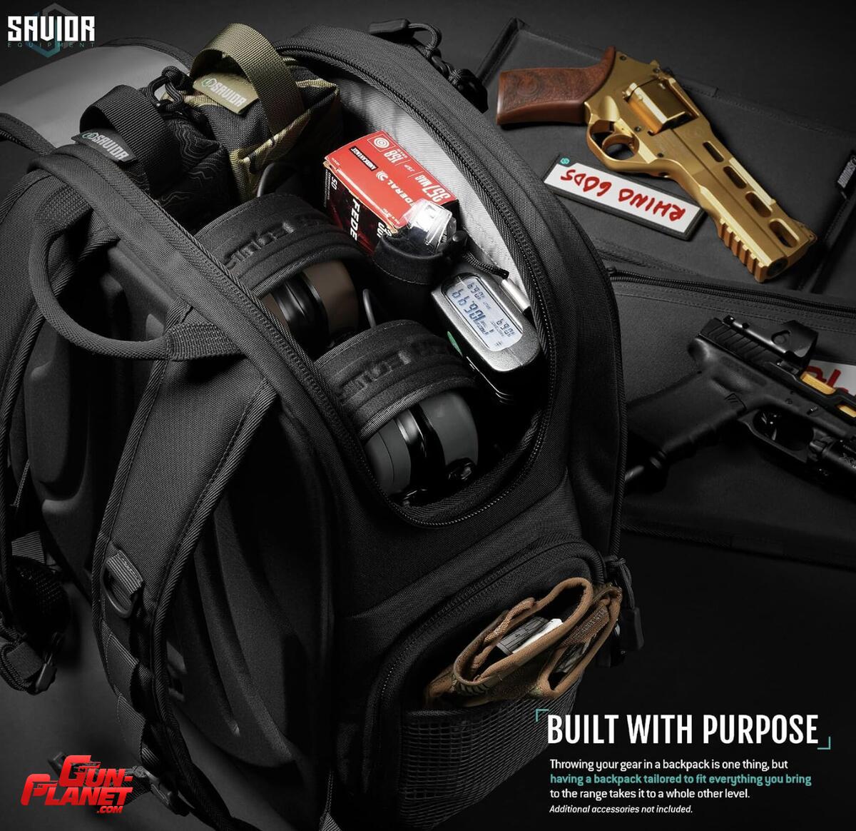 Savior  Equipment SEMA Compact Tactical Range Pistol Backpack w/ 3 Gun Rug Sleeve