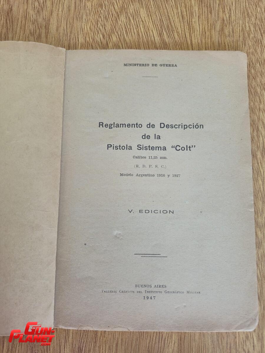 FM MANUAL de reglamento de pistola Sistema Colt