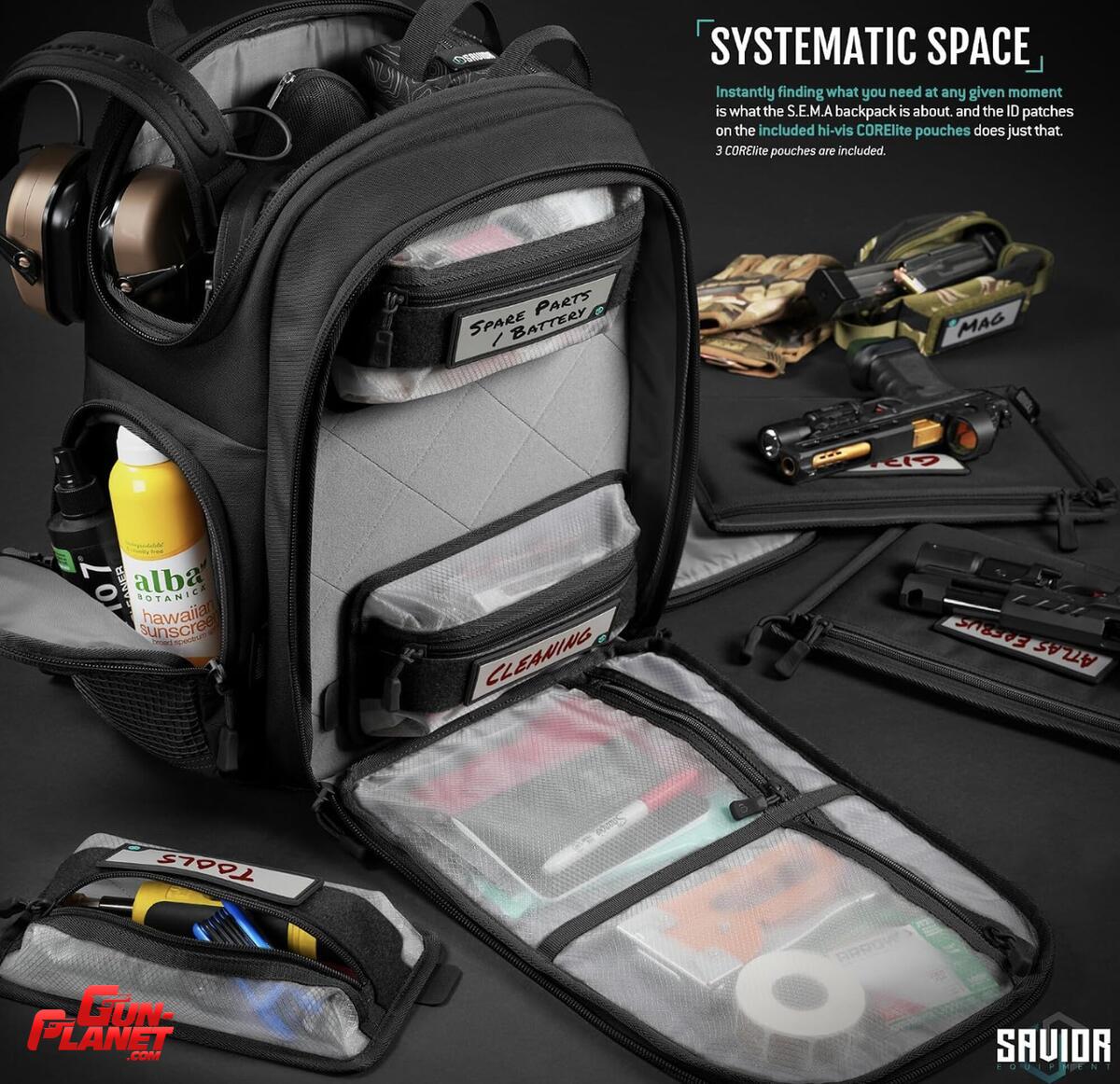 Savior  Equipment SEMA Compact Tactical Range Pistol Backpack w/ 3 Gun Rug Sleeve