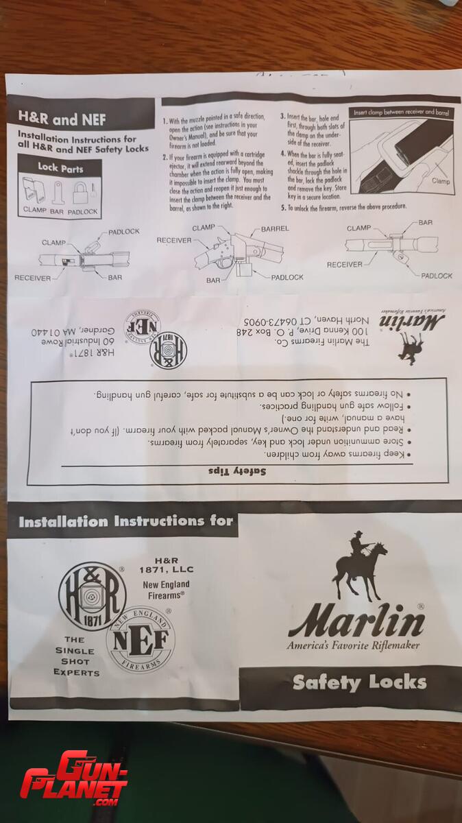 Marlin CANDADO DE SEGURIDAD MARLIN ORIGINAL  PARA RIFLE A PALANCA MARCA MARLIN USA