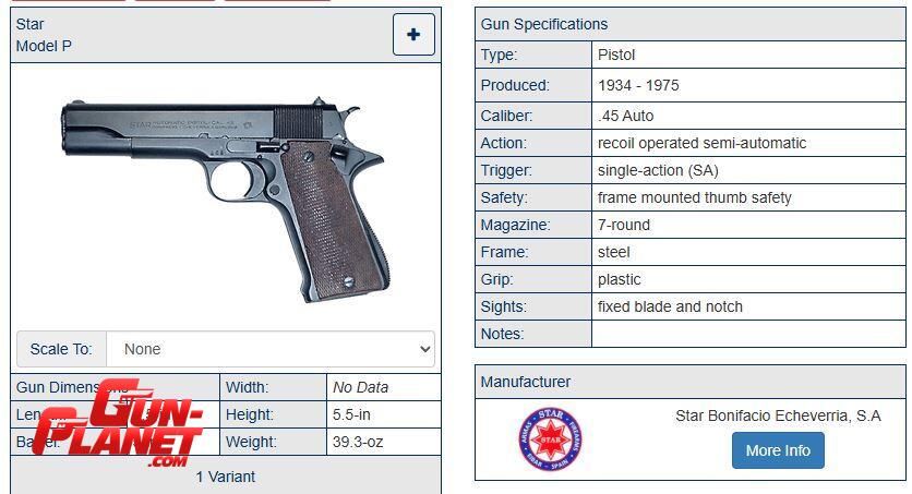 COMPRO Repuestos para Star P cal 45 ACP