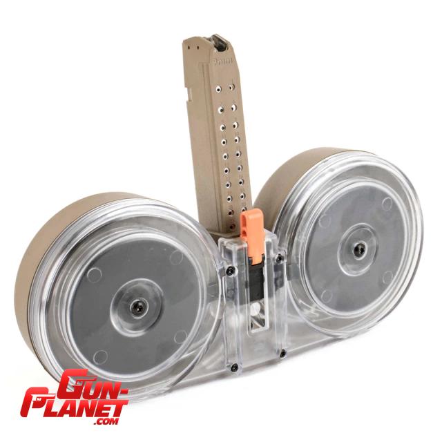  Cargador de Doble Tambor RWB de 100 rondas para Glock 9mm Color Coyote