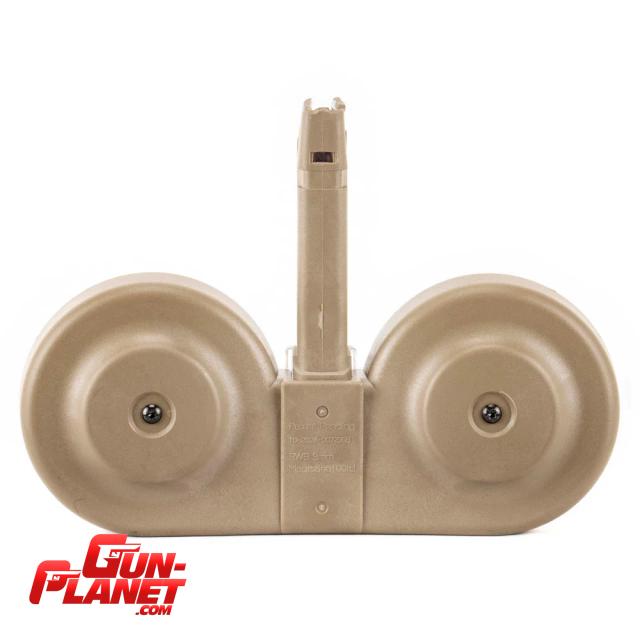  Cargador de Doble Tambor RWB de 100 rondas para Glock 9mm Color Coyote