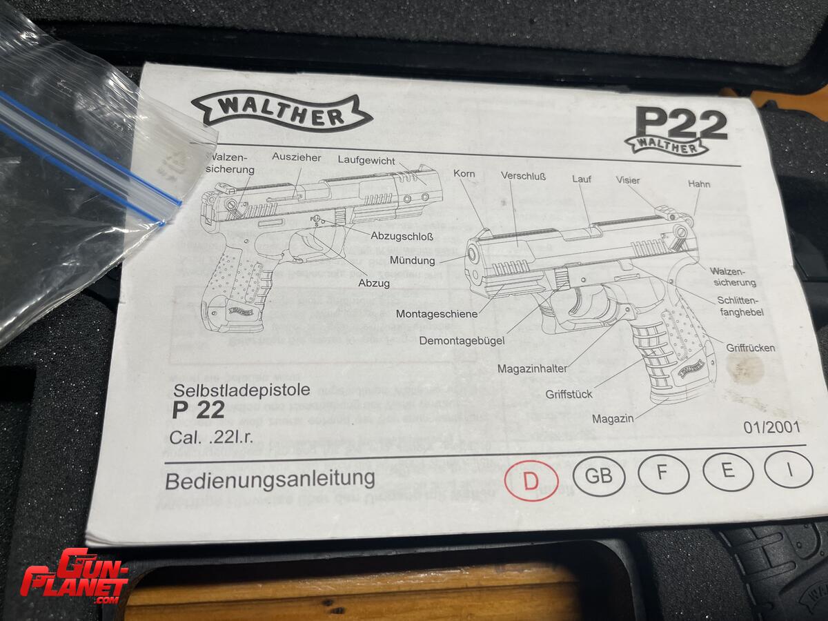 Walther Pistola Semiautomatica (p22) Calibre 22 Plg