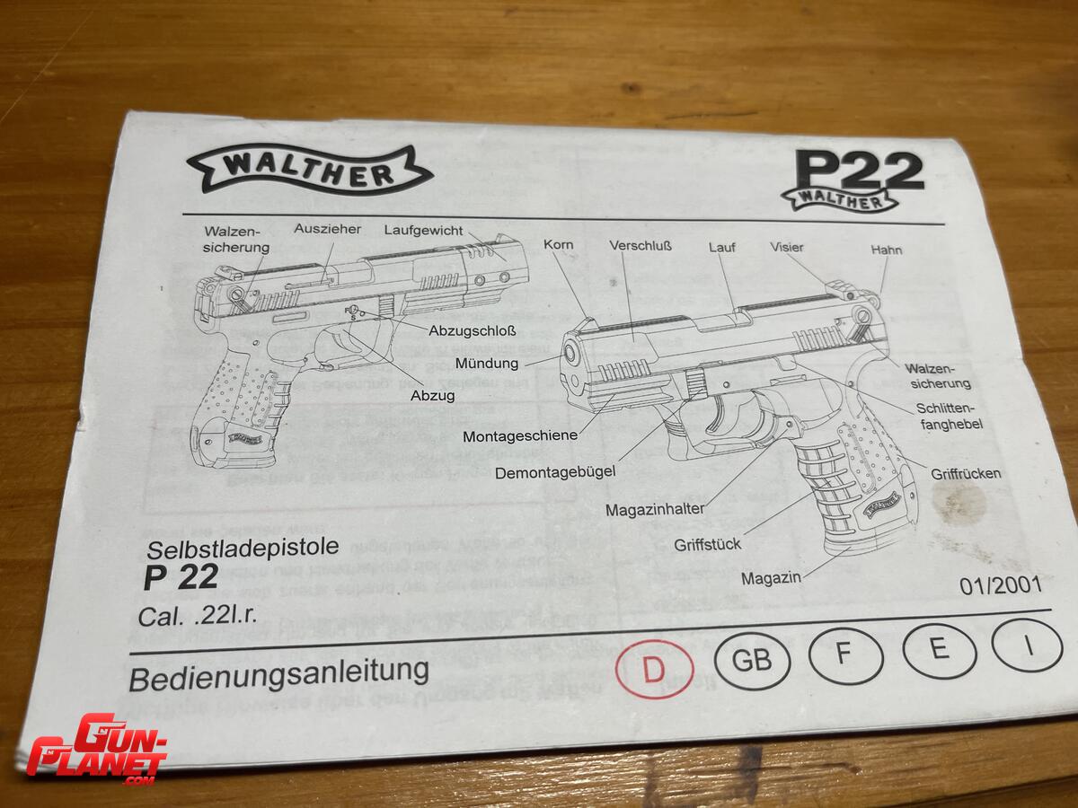 Walther Pistola Semiautomatica (p22) Calibre 22 Plg