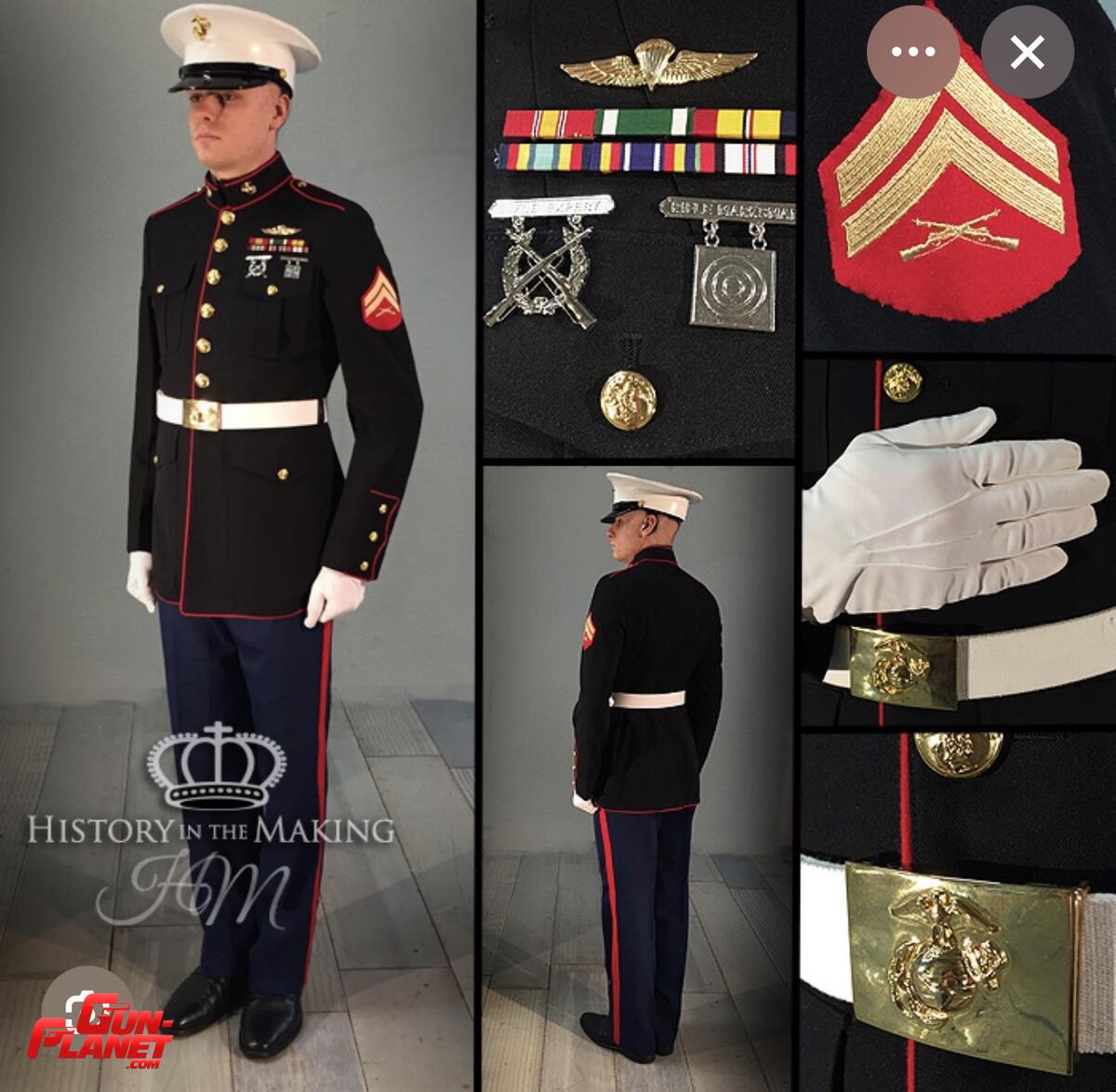  CINTURON MILITAR BLANCO  PROVISTO  USMC   PARA SUBOFICIALES  
