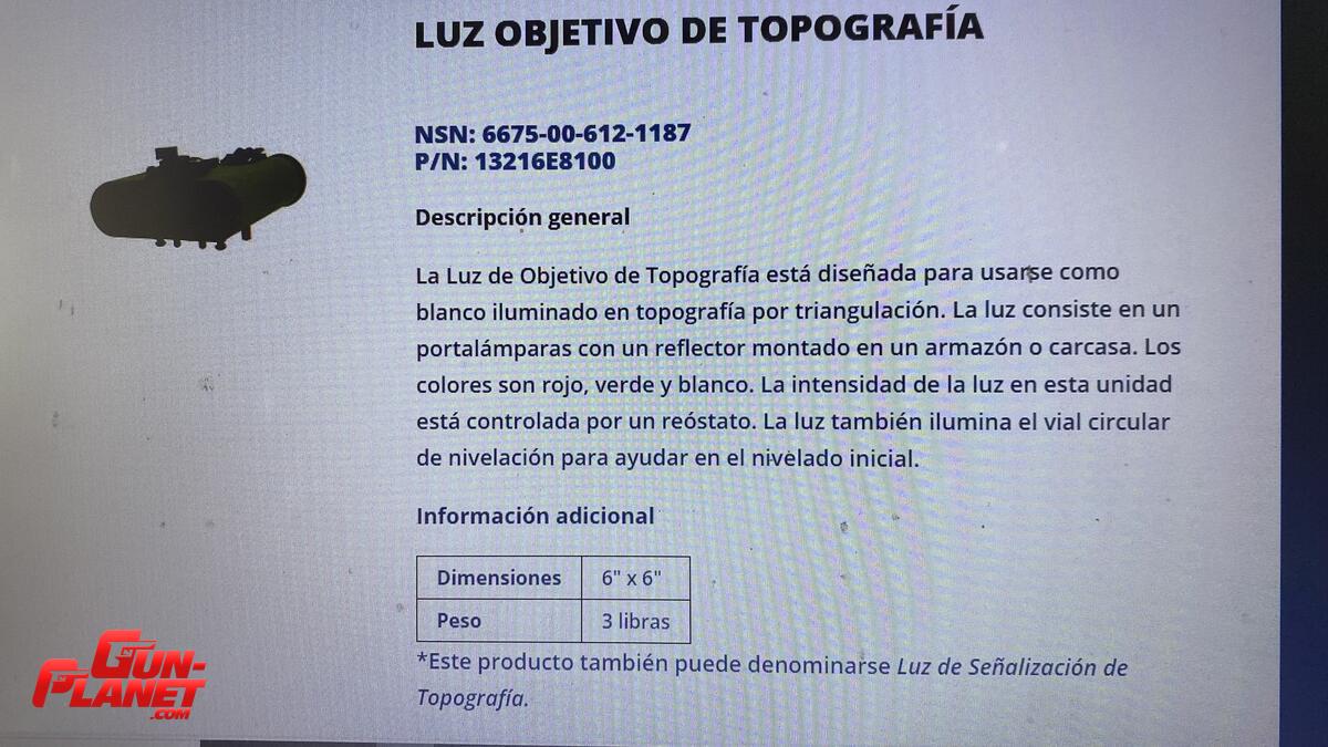 LUZ DE OBJETIVO DE TOPOGRAFIA