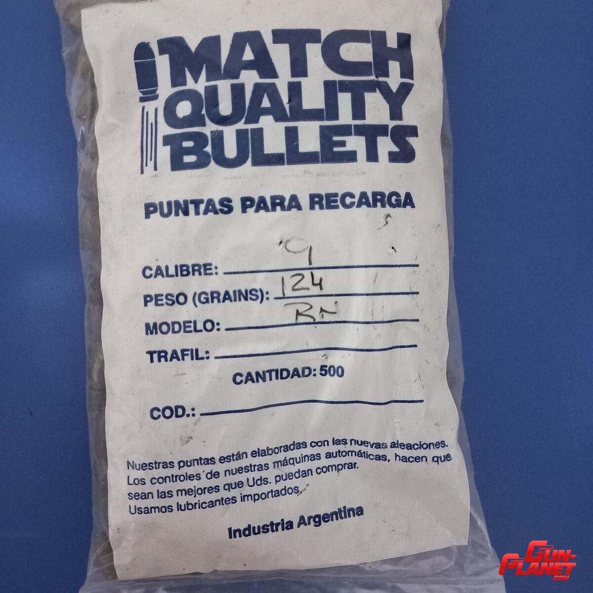 Match Quality Bullets puntas 9mm de 124 grains