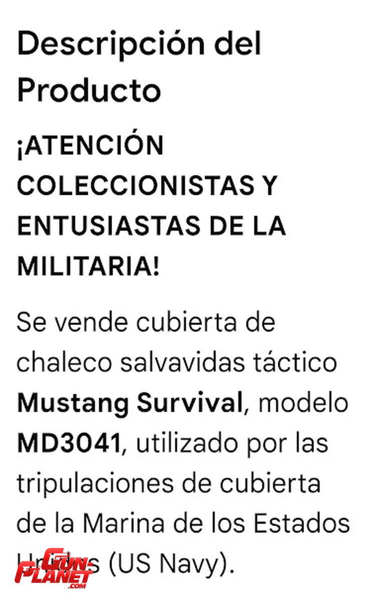  Chaleco Salvavidas Militar Mustang Survival Md3041 Original.