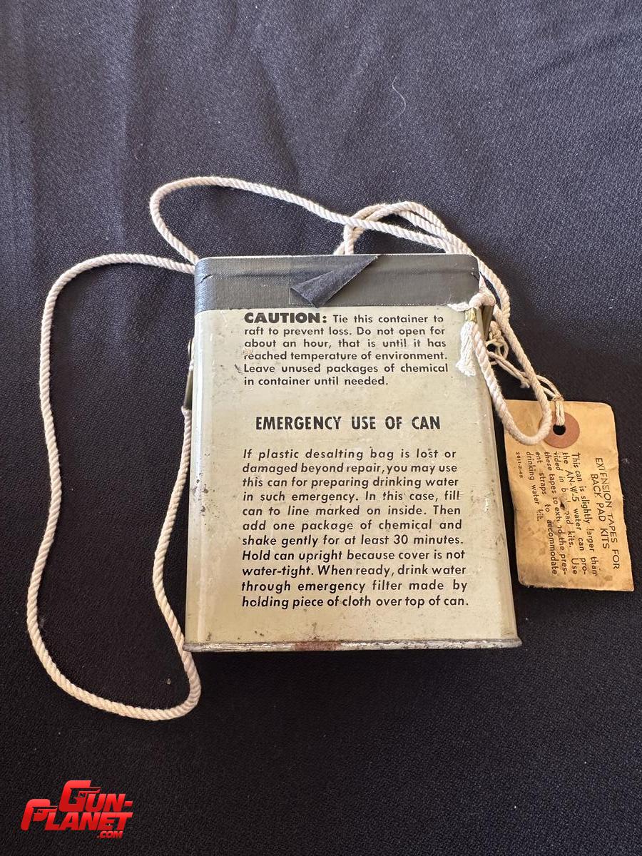  LATA DESALINIZADORA  DE AGUA DE MAR FECHADA JUL 1945 (MADE IN USA) US NAVY   Used, empty, dated 1945, contract no. N-288s-28784, used for making drinking water from sea water, MFR- The Permutit Co., New York.