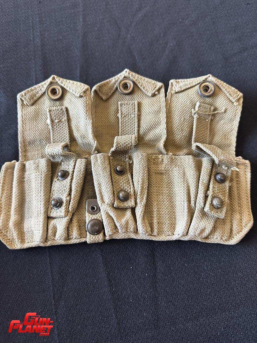  PORTA CLIPS DE MUNICIÓN GARAND  DE 3 BOLSILLOS COLOR KAKI ORIGINAL WWII